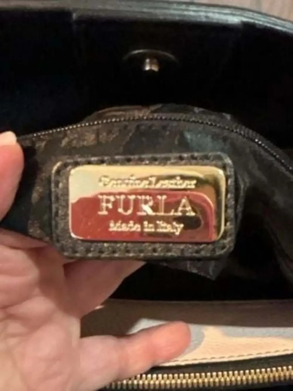 Furla Pink, Black and White Snake Print Leather Tote Handbag